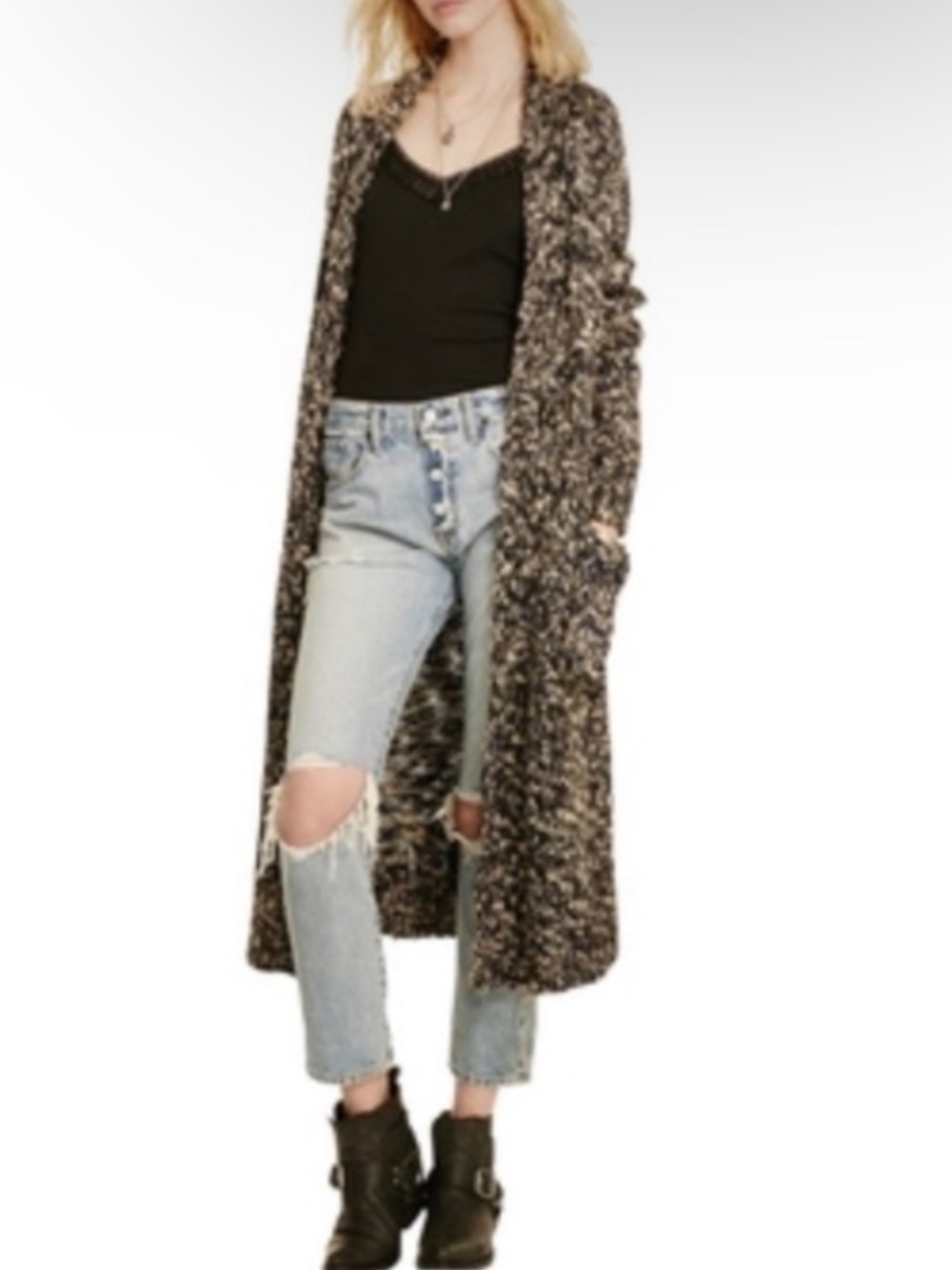 Denim & Supply Ralph Lauren Long Open Cardigan Marled Wool Blend Knit Duster
